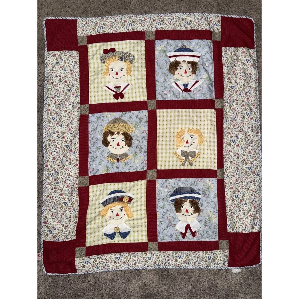 Vtg Boutique Style Raggedy Ann &‎ Andy by Lid'l Dolly's Collectibles Baby Quilt
